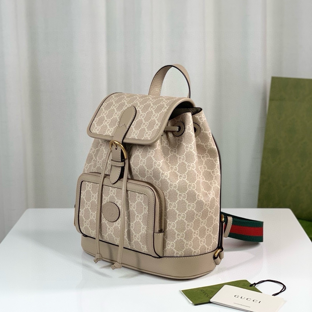 Gucci Retro Series and Supreme Series Backpack Light Apricot